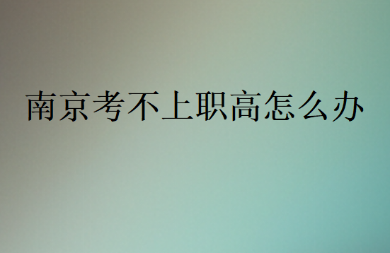 南京考不上職高怎么辦