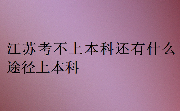 江蘇考不上本科還有什么途徑上本科