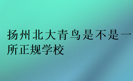 揚州北大青鳥是不是一所正規(guī)學校