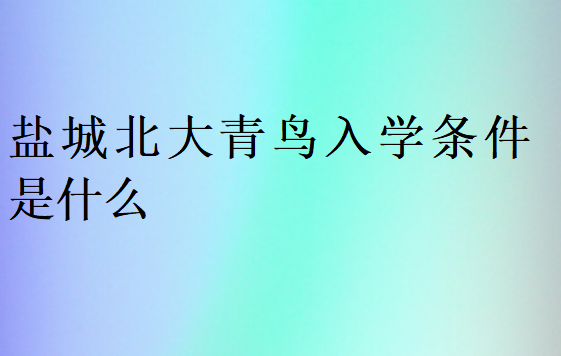 鹽城北大青鳥入學條件是什么