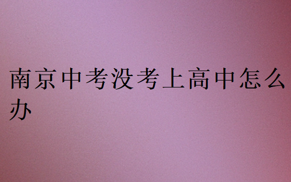 南京中考沒(méi)考上高中怎么辦