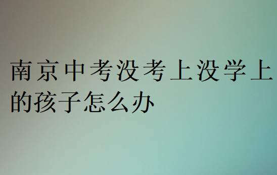 南京中考沒考上沒學(xué)上的孩子怎么辦