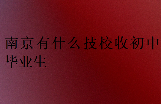 南京有什么技校收初中畢業(yè)生