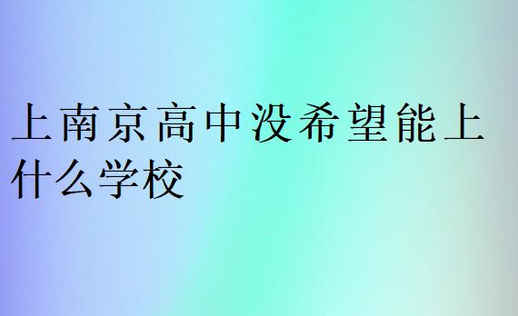 上南京高中沒希望能上什么學(xué)校