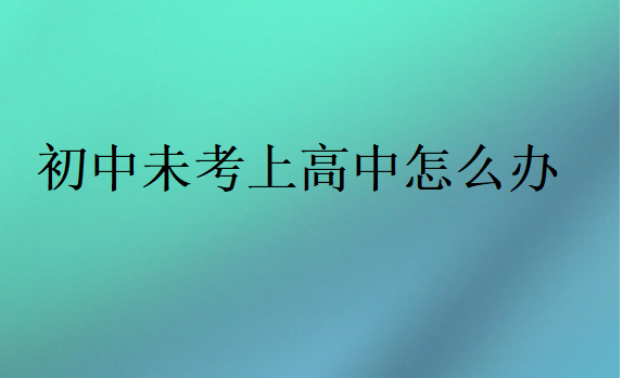 初中未考上高中怎么辦