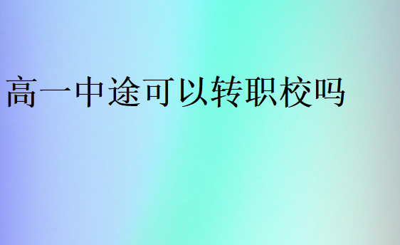 高一中途可以轉(zhuǎn)職校嗎