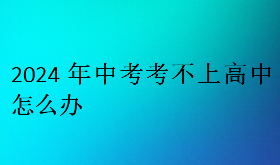 2024年中考考不上高中怎么辦