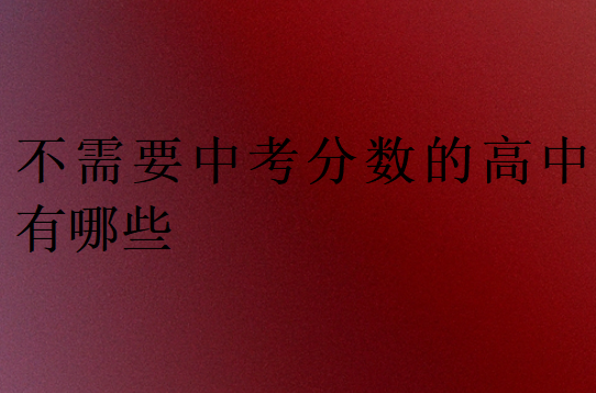 不需要中考分?jǐn)?shù)的高中有哪些