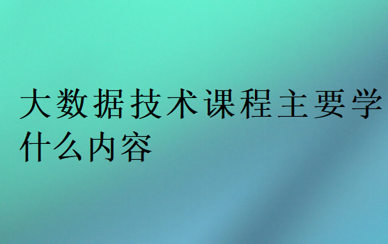 大數(shù)據(jù)技術(shù)課程主要學什么內(nèi)容
