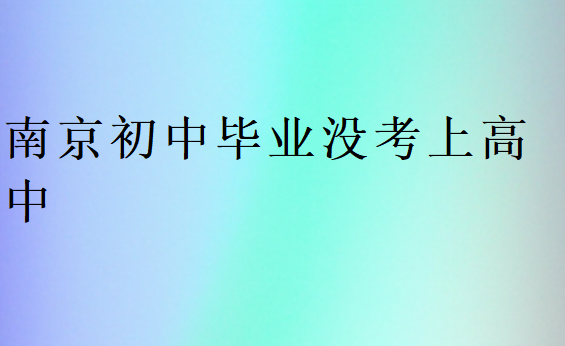 南京初中畢業(yè)沒考上高中