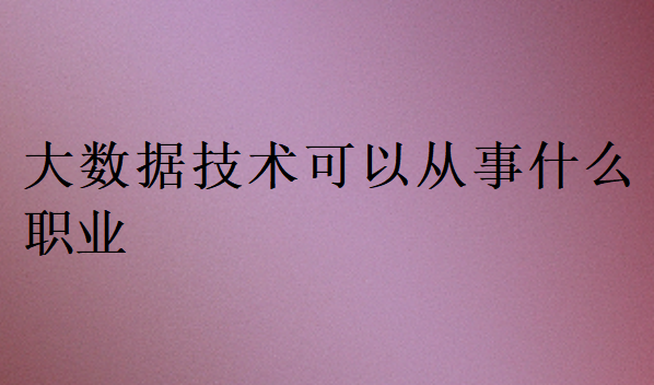 大數(shù)據(jù)技術(shù)可以從事什么職業(yè)