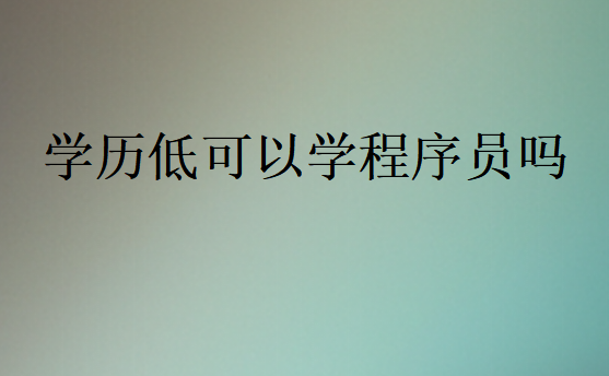 學歷低可以學程序員嗎
