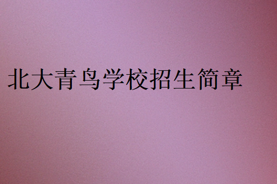 北大青鳥學(xué)校招生簡章